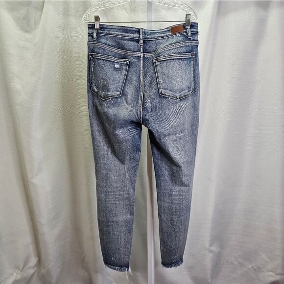 Judy Blue High Waist Button Fly Skinny Bleach Splash Jeans Size 11/30 - Picture 10 of 11